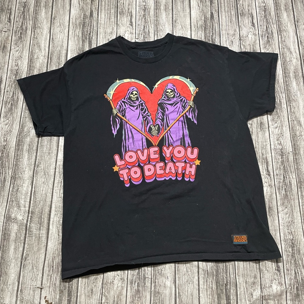 Adult XL Steven Rhodes Reaper Love You To Death Graphic Shirt Excellent Cond